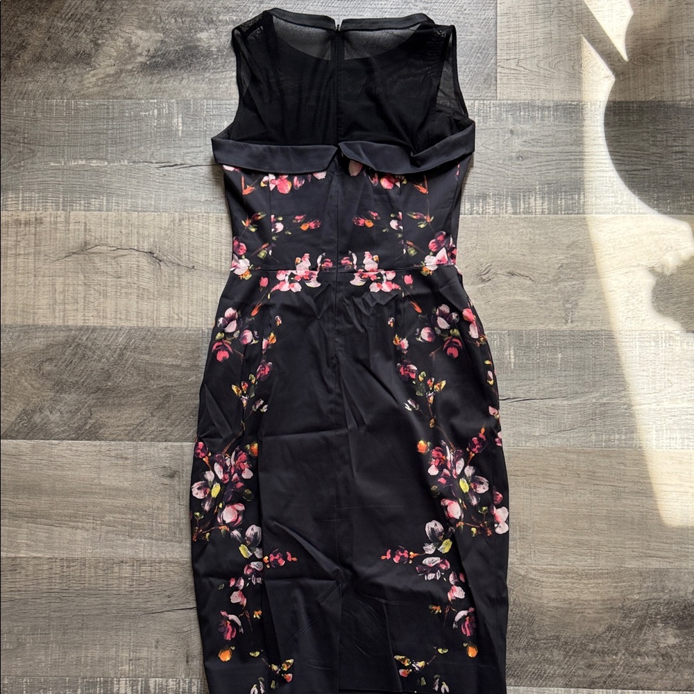 Karen Millen Black Dress with Pink Floral Design - Picture 5 of 9